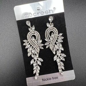 Mecresh Crystal Drop Earrings Chandelier Bridal Prom Pageant Statement Long 3.3"